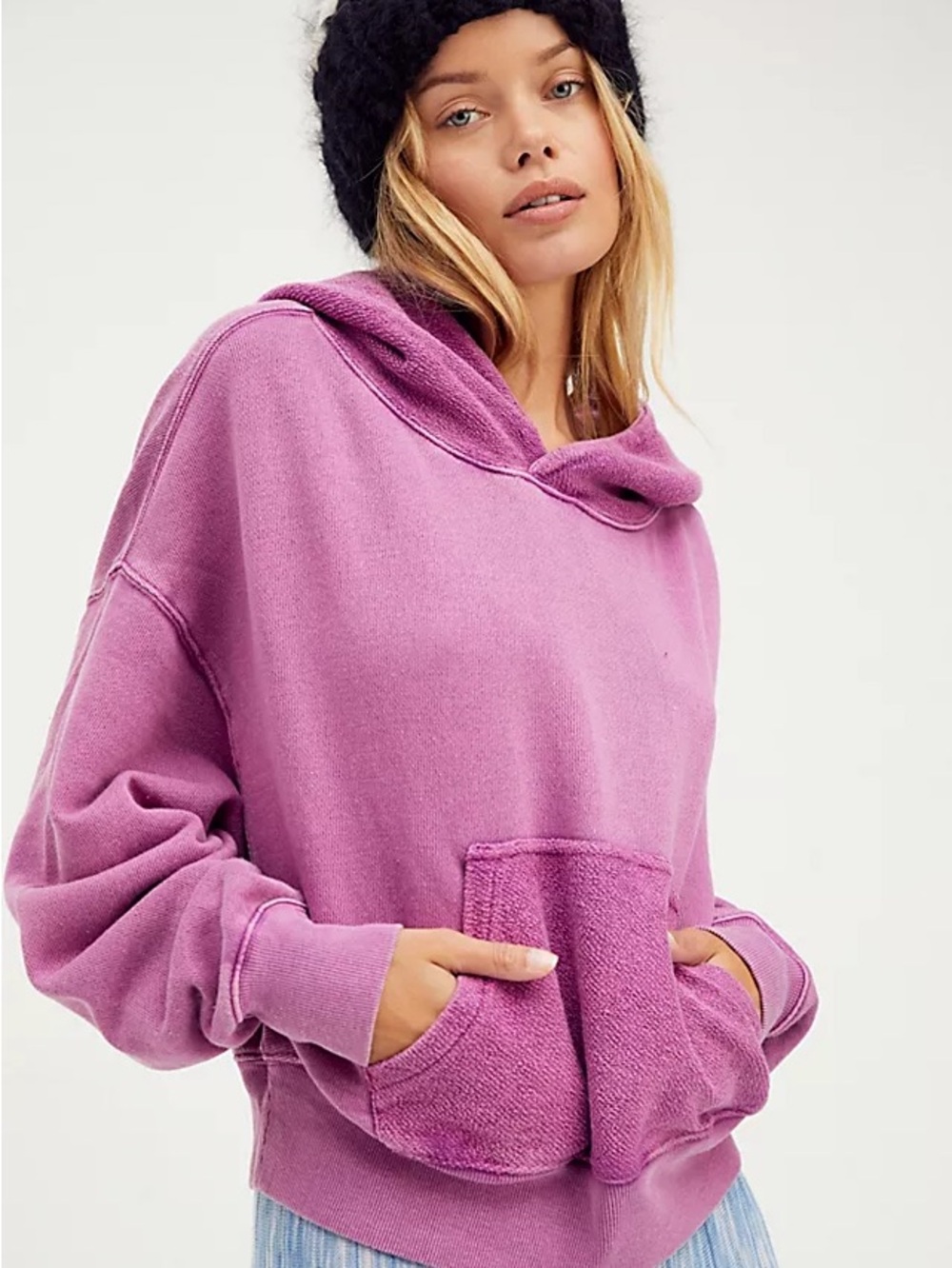 Free People Cozy Oversized Hoodie in Lavender Pink